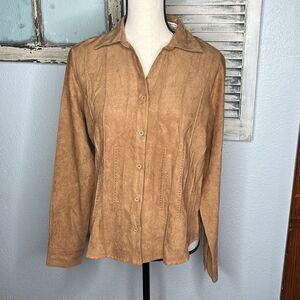 Lemon Grass Suede Doeskin Long Sleeves Women's Fashion Jacket Size Medium